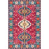 rugs modern Koyu Pembe Mavi Temalı Geleneksel Motif Desenli Vintage Dekoratif Halı 3593, 120 x 120