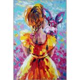 rugs modern Küçük Kız ve Tavşan Desenli Dokuma Taban Yıkanabilir Halı miravip8748, 140 x 200