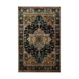 rugs modern Lacivert Sarı Tema Geleneksel Motif Bohem Desenli Vintage Dekoratif Halı 5298, 140 x 200