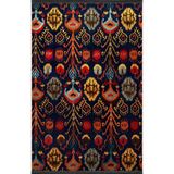 rugs modern Lacivert Temalı Çok Renkli Geleneksel Motif Etnik Desenli Vintage Dekoratif Halı 1930, 140 x 200