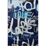 rugs modern Lacivert Temalı Love Yazı Desenli Kreatif Modern Dekoratif Halı 2175, 140 x 200