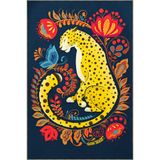 rugs modern Lacivert Temalı Sürrealist Leopar ve Çiçek Desenli Kreatif Modern Dekoratif Halı 2010, 140 x 200