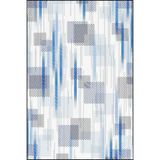 rugs modern Mavi Beyaz Kareli Geometrik Temalı Dokuma Taban Halı ve Yıkanabilir Halı miravip9825, 140 x 200
