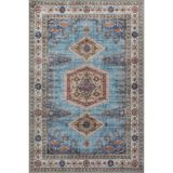rugs modern Mavi Gri Çerçeveli Desenli Dekoratif ve Dokuma Taban Yıkanabilir Halı miravip8893, 140 x 200