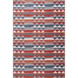 rugs modern Mavi Kırmızı Renklerde Düz Çizgili ve Üçgen Motifli Dokuma Taban Halı 4170, 100 x 250