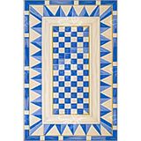 rugs modern Mavi Krem Geometrik Kareli Temalı Dokuma Taban Ve Yıkanabilir Halı Myth8, 100 x 100