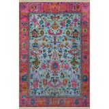 rugs modern Mavi Pembe Temalı Geleneksel Motif Etnik Çiçek Desenli Vintage Dekoratif Halı 2747, 100 x 200