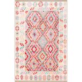 rugs modern Mavi Pembe Ton Çok Renkli Karma Şekil Desenli Motifli Vintage Dekoratif Halı 1970, 100 x 300