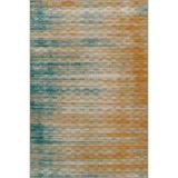 rugs modern Mavi Sarı Temalı Çizgili Hasır Desenli Modern Dekoratif Halı 5056, 100 x 300