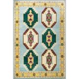 rugs modern Mavi Temalı Çok Renkli Karma Geometrik Desenli Vintage Dekoratif Halı 3410, 140 x 200