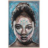 rugs modern Mavi Temalı Motifli Soyut Etnik Kadın Portre Desenli Kreatif Modern Dekoratif Halı 2513, 155 x 230
