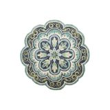 rugs modern Mavi Ton Geleneksel Motif Çiçek Desenli Dokuma Taban Yuvarlak Dekoratif Halı 2095, 100 x 100