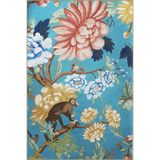 rugs modern Mavi Ton Orman Temalı Çiçek ve Maymun Desenli Kreatif Modern Dekoratif Halı 2193, 140 x 200