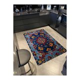 rugs modern Mavi Tonlarda Kırmızı Detaylı Turuncu Çiçeler Antik Tasarım Serisi Dekoratif Halı antik76, antik76-75200