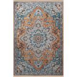 rugs modern Mavi Turuncu Temalı Geleneksel Motif Desenli Kreatif Vintage Dekoratif Halı 2953, 140 x 200