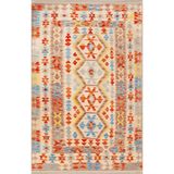 rugs modern Mavi Turuncu Temalı Geleneksel Motif Desenli Vintage Dekoratif Halı 1963, 100 x 200