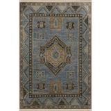 rugs modern Mavi Turuncu Temalı Geleneksel Motif Etnik Desenli Saçaklı Vintage Dekoratif Halı 3153, 80 x 150