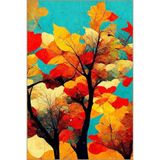 rugs modern Mavi ve Turuncu Temalı Floral Çiçekli Dekoratif Yıkanabilir Halı miravip8996, 100 x 300