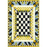 rugs modern Mavili Geometrik Kareli Temalı Dokuma Taban ve Yıkanabilir Halı MYTH26, 75 x 240