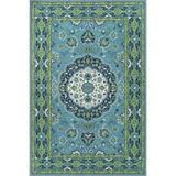 rugs modern Mavili Yeşilli Geleneksel Desenli Dokuma Taban Yıkanabilir Halı Miravip8360, 100 x 100