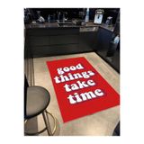 rugs modern Mira 1073 Good Things Take Time Yazılı Dokuma Taban Halı, 140 x 200