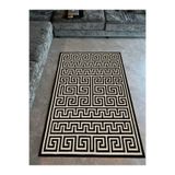 rugs modern Mira 1115 Siyah Bej Geometrik Dokuma Taban Halı, 140 x 200