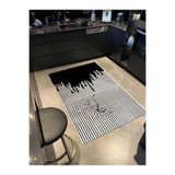rugs modern Mira 1121 Siyah Beyaz Çizgili Geometrik Dokuma Taban Halı, 140 x 200