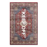 Rugs Modern mira 1134 Kırmızı Vintage Iran Halısı Temalı Keep Off Yazılı Dokuma Taban Halı - 120 x 180