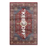 rugs modern Mira 1134 Kırmızı Vintage Iran Halısı Temalı Keep Off Yazılı Dokuma Taban Halı, 120 x 200