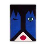 rugs modern Mira 1149 Dudak Ve Göz Figürlü Parlament Mavi Dokuma Taban Halı, 80 x 200