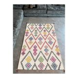 rugs modern Mira 1175 Püsküllü Çok Renkli Bej Boho Dokuma Taban Halı, 100 x 250