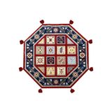 rugs modern Mira 1185 Etnik Retro Sekizgen Çok Renkli Püsküllü Halı, 80 x 80