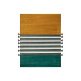 rugs modern Mira 1190 Yeşil Sarı Gri Kenarları Püsküllü Çizgili Dokuma Taban Halı, 140 x 200