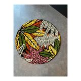 rugs modern Mira 1217 Siyah Çiçek Desenli Dokuma Taban Yuvarlak Halı, 150 x 150