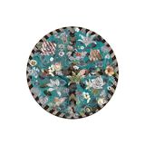 rugs modern Mira 1224 Mavi Gül Temalı Dokuma Taban Yuvarlak Halı, 150 x 150