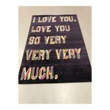rugs modern Mira 1239 Love You Yazılı Baskılı Dokuma Taban Halı, 140 x 200