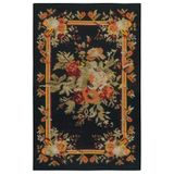 rugs modern Mira 2123 Karabağ Desen Siyah Çiçek Temalı Dokuma Taban Halı, 80 x 200