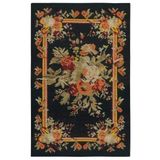 rugs modern Mira 2123 Karabağ Desen Siyah Çiçek Temalı Dokuma Taban Halı, 80 x 240