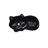 rugs modern Mira 834 Siyah Beyaz Kedi Desen Yazılı Dekoratif Yıkanabilir Halı, 150 x 150