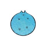 rugs modern Mira 838 Mavi Kedi Desenli Dekoratif Yıkanabilir Yuvarlak Halı, 150 x 150