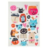 Rugs Modern Mira 877 Küçük Yüzler Temalı Kubik Çok Renkli Modern Halı - 120 x 180