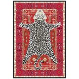 rugs modern Mira 889 Kırmızı Vintage Görünüm Leopar Halı, 140 x 200