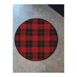 rugs modern Mira 905 Ekose Siyah Beyaz Kırmızı Yuvarlak Halı, 120 x 120