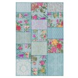 rugs modern Mira 937 Mavi Karabağ Ve Patchwork Desenli Dokuma Taban Halı, 100 x 300