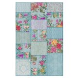 rugs modern Mira 937 Mavi Karabağ Ve Patchwork Desenli Dokuma Taban Halı, 80 x 200