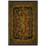 rugs modern Mira 945 Karabağ Vintage Görünüm Siyah Saçaklı Dokuma Taban Halı, 140 x 200
