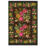 rugs modern Mira 946 Karabağ Vintage Görünüm Siyah Saçaklı Dokuma Taban Halı, 100 x 150