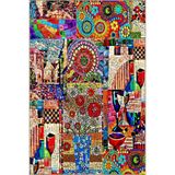 rugs modern Modern Çiçekli Vazolu Turuncu Kırmızı Dokuma Taban Yıkanabilir Halı miravip8942, 100 x 300
