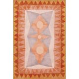 rugs modern Modern Etnik Turuncu Renkli Desenli Yıkanabilir Dokuma Taban Halı Miravip8100, 120 x 120