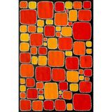 rugs modern Modern Kareli Siyah Temalı Çok Renkli Desenli Dokuma Taban Yıkanabilir Halı miravip9060, 155 x 230